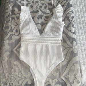 White Ruffled One Piece swimsuit